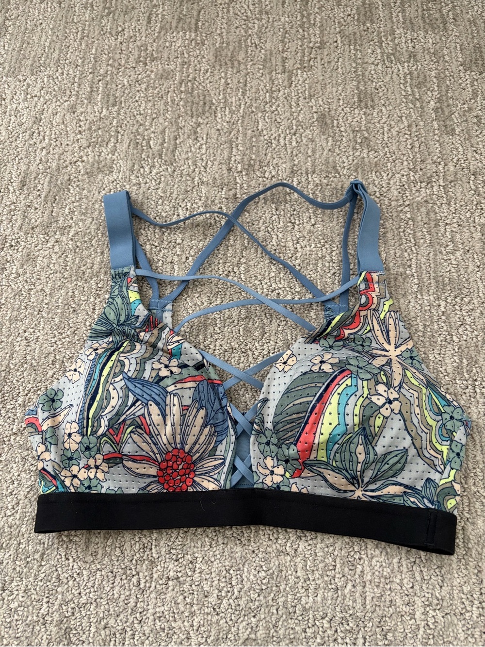 Victoria's Secret Blue Floral Crisscross Bikini Top